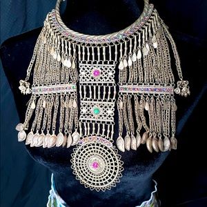vintage kuchi necklace handmade by nomadic afghani tribe - fair trade